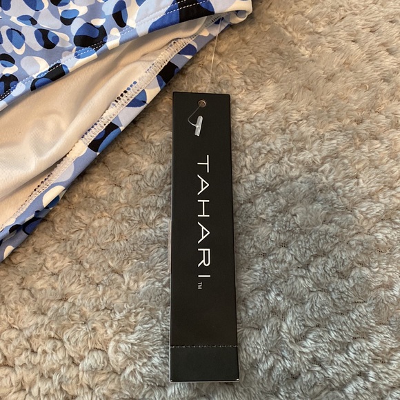 Tahari NWT High wasted bikini bottom shades of blues and white. - Picture 3 of 5
